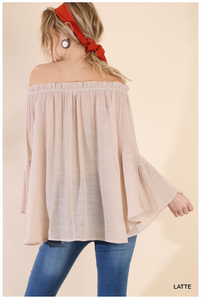 Off the Shoulder Floral Lace Bell Sleeve Blouse