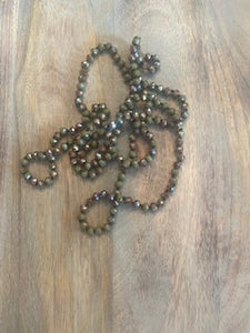 Olive and Bronze Crystal Bead Necklace