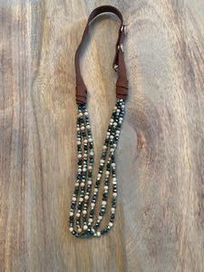 Crystal Bead and Leather Necklace