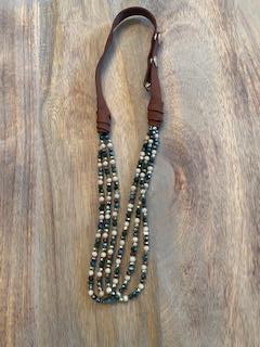 Crystal Bead and Leather Necklace