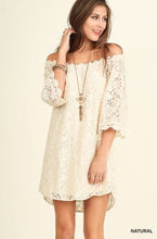 Load image into Gallery viewer, Umgee Natural Off the Shoulder Floral Lace Dress