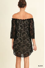 Load image into Gallery viewer, Umgee Black Off the Shoulder Floral Lace Dress