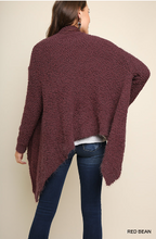 Load image into Gallery viewer, Red Bean Long Sleeve Open Front Cardigan With High Low Sharkbite Hem