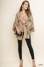 Load image into Gallery viewer, Lace Ruffle Sleeve Open Front Kimono With Side Slits