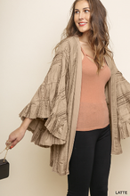 Load image into Gallery viewer, Lace Ruffle Sleeve Open Front Kimono With Side Slits