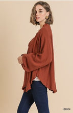Load image into Gallery viewer, Long Sleeve Open Front Lightweight Jacket with Frayed Ruffle Hem