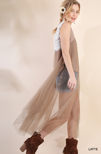 Load image into Gallery viewer, Sleeveless Top With Lace Racerback Panel and Long Sheer Body