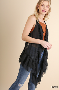 Ruffle and Lace Vest