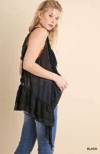 Ruffle and Lace Vest