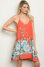 Load image into Gallery viewer, Coral Print Spaghetti Strap Dress