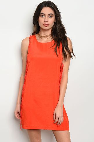 Tomato Dress with Side Lacing Detail