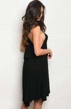Load image into Gallery viewer, Black Spaghetti Strap Dress with Tassel Trim