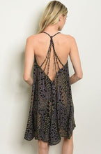 Load image into Gallery viewer, Black Flower Print Dress with Strappy Beaded Back