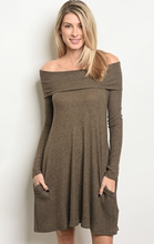 Load image into Gallery viewer, Off the Shoulder Sweater Dress