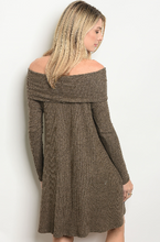 Load image into Gallery viewer, Off the Shoulder Sweater Dress