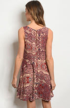 Load image into Gallery viewer, Burgundy and Taupe Paisley Dress